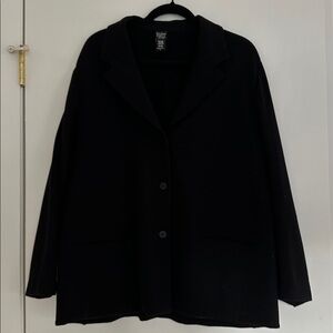 Eileen Fisher Black Wool Blazer | Size Large